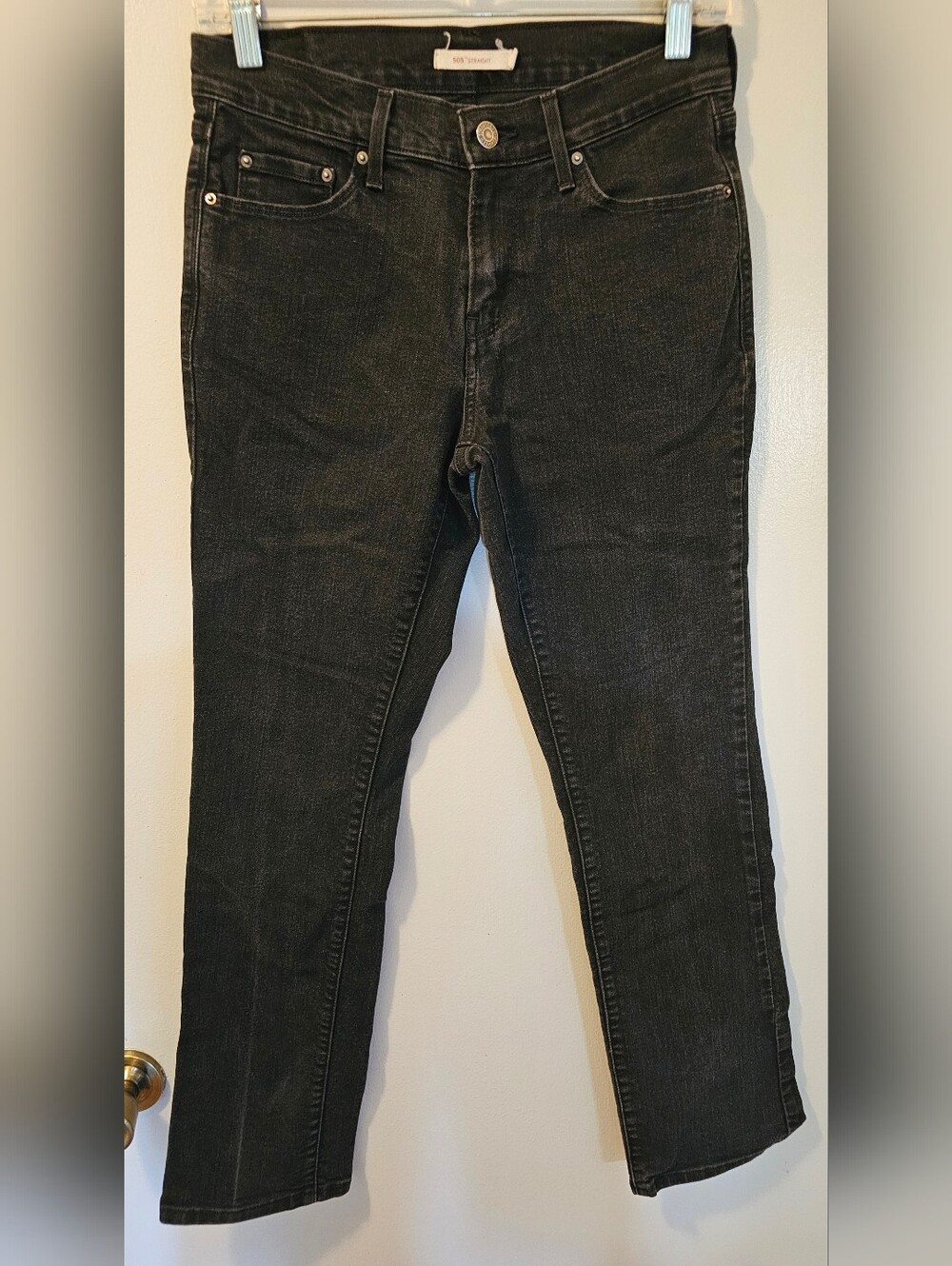 Levi's‎ 505 Straight Leg Denim Mid Rise Jeans Black Women's Size 27